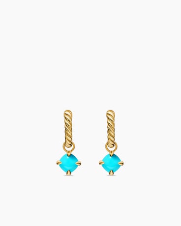 Petite Chatelaine® Drop Earrings in 18K Yellow Gold with Turquoise, 5mm