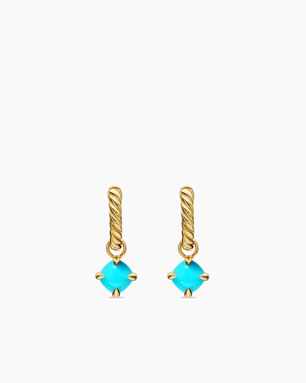 Micro Chatelaine® Drop Earrings in 18K Yellow Gold with Turquoise, 5mm