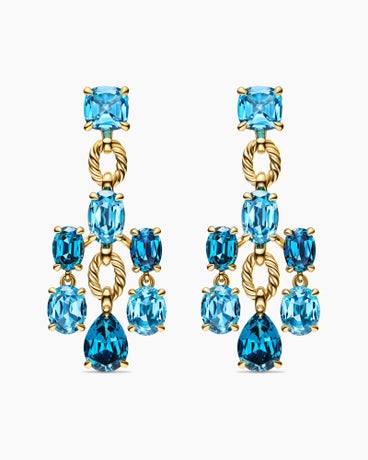 Marbella™ Chandelier Earrings in 18K Yellow Gold with Blue Topaz and Hampton Blue Topaz, 57mm