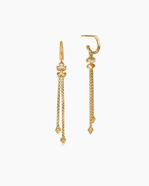 Womens Zig Zag Stax™ Chain Drop Earrings in 18K Yellow Gold with Diamonds, 66mm
