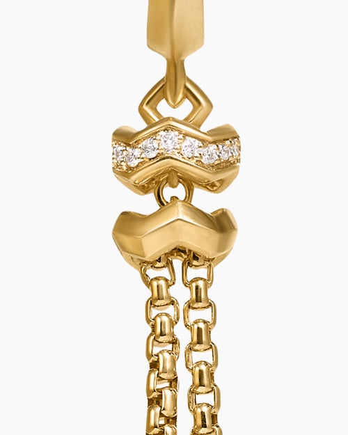 Womens Zig Zag Stax™ Chain Drop Earrings in 18K Yellow Gold with Diamonds, 66mm