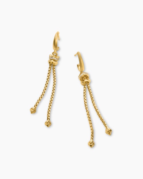 Womens Zig Zag Stax™ Chain Drop Earrings in 18K Yellow Gold with Diamonds, 66mm