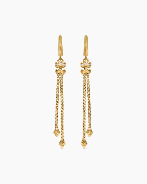 Womens Zig Zag Stax™ Chain Drop Earrings in 18K Yellow Gold with Diamonds, 66mm