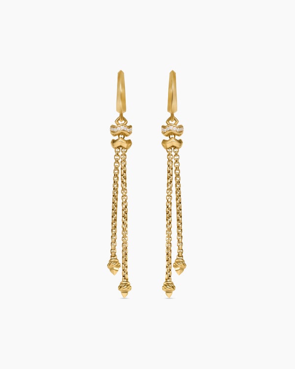 Zig Zag Stax™ Chain Drop Earrings in 18K Yellow Gold with Diamonds, 66mm