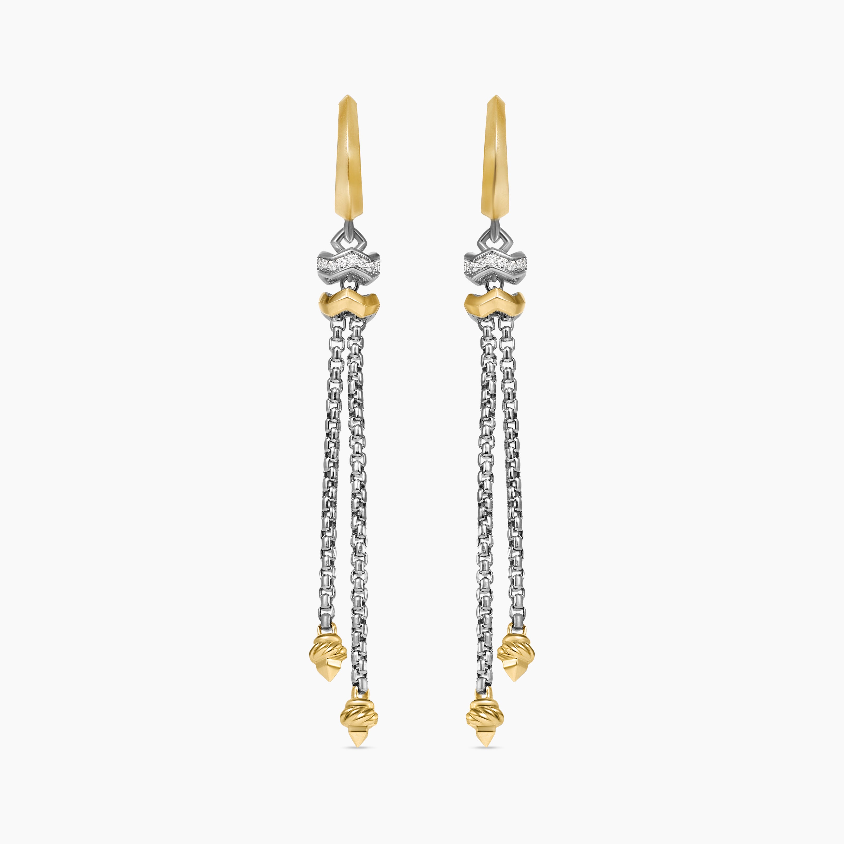 Zig Zag Stax™ Chain Drop Earrings in 18K Yellow Gold with Diamonds 