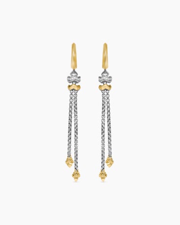 Zig Zag Stax™ Chain Drop Earrings in Sterling Silver with 18K Yellow Gold and Diamonds, 66mm