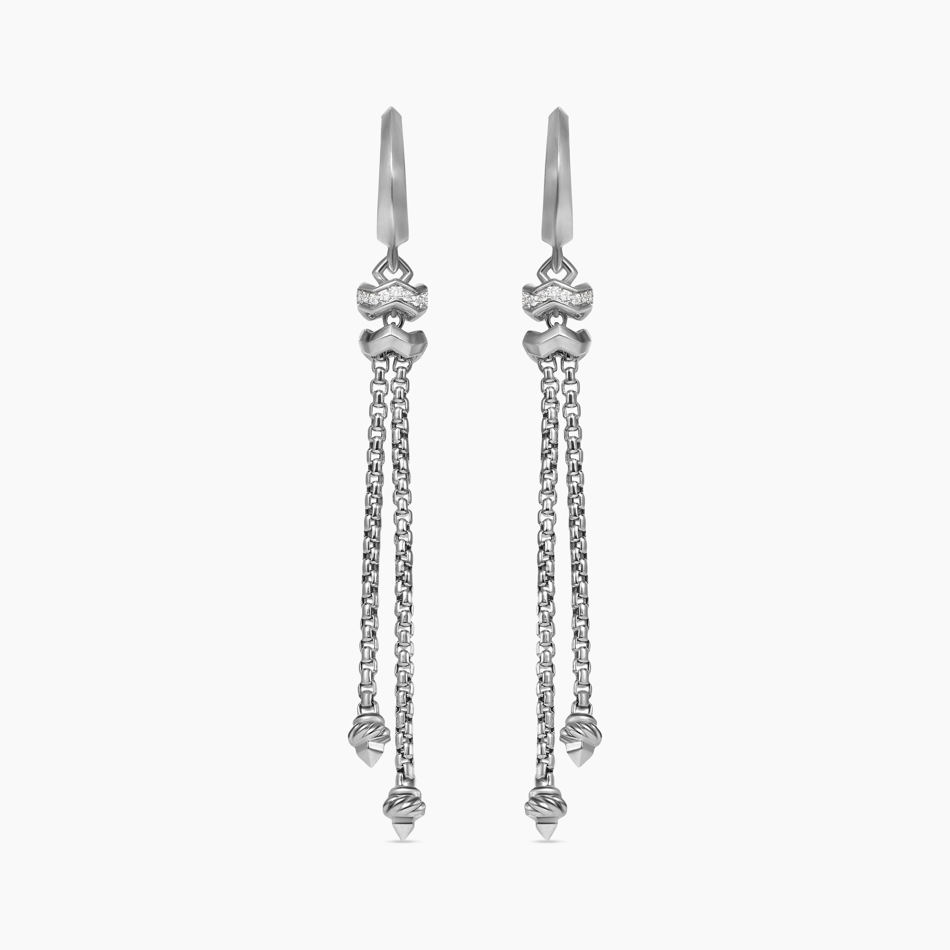 Zig Zag Stax™ Chain Drop Earrings in Sterling Silver with 18K 