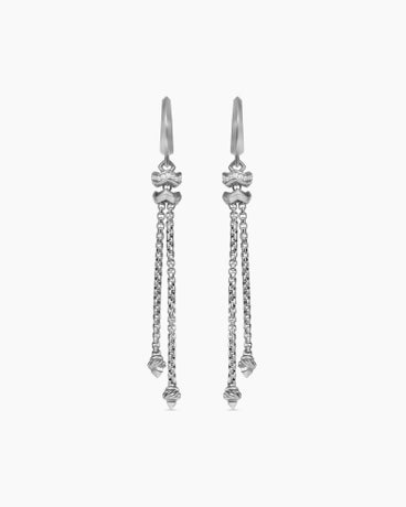 Stax Zig Zag Chain Drop Earrings in Sterling Silver with Diamonds, 66mm