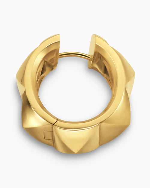 Womens Pyramid Hoop Earrings in 18K Yellow Gold, 23.9mm