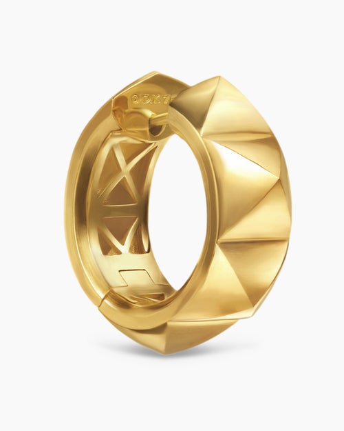 Womens Pyramid Hoop Earrings in 18K Yellow Gold, 23.9mm
