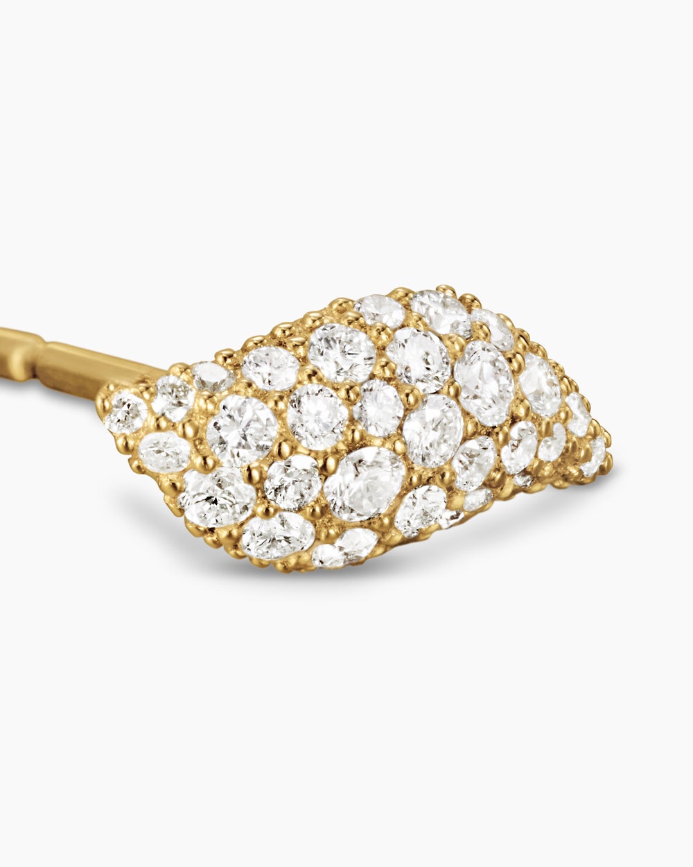 Womens Petite Pavé Flute Stud Earrings in 18K Yellow Gold with Diamonds, 10.6mm