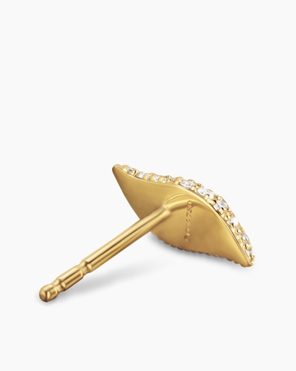 Petite Pavé Flute Stud Earrings in 18K Yellow Gold with Diamonds, 10.6mm