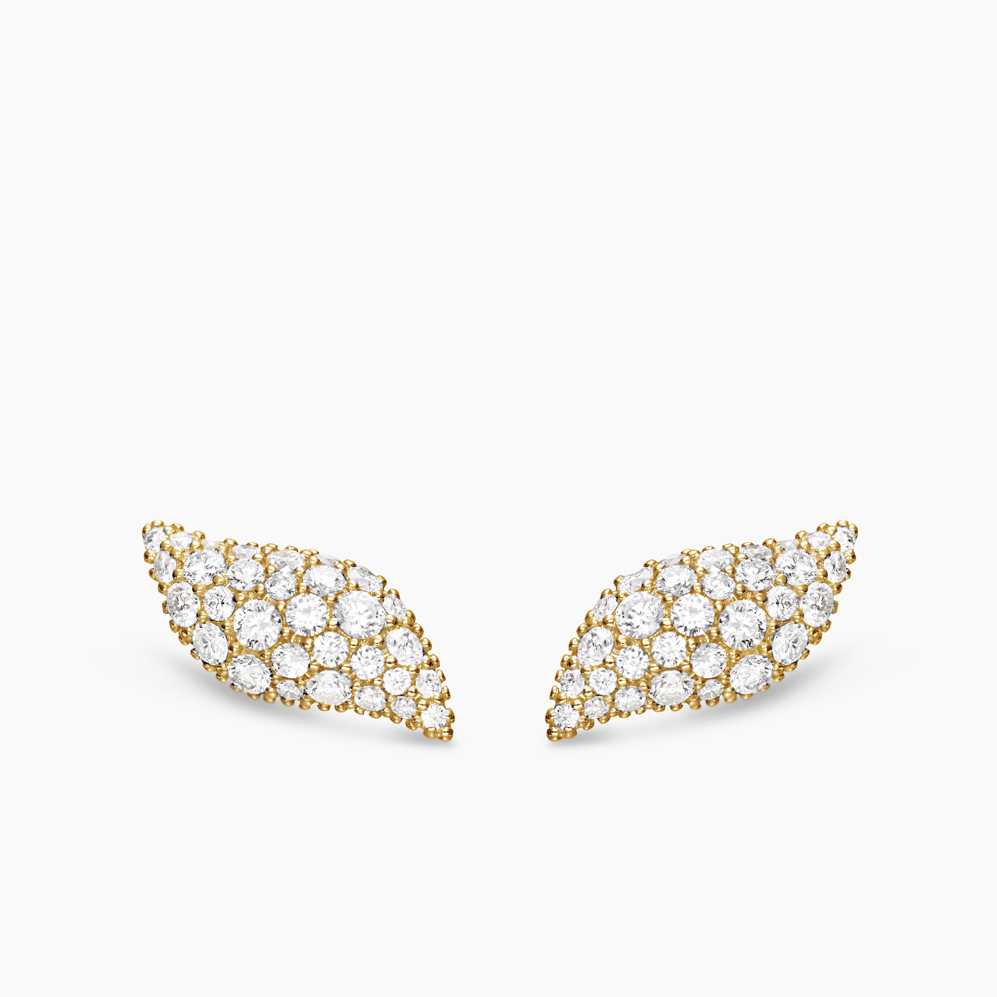 Clous d&rsquo;oreilles Petite Pav&eacute; en or jaune 18 carats avec diamants, 10,6 mm femmes 