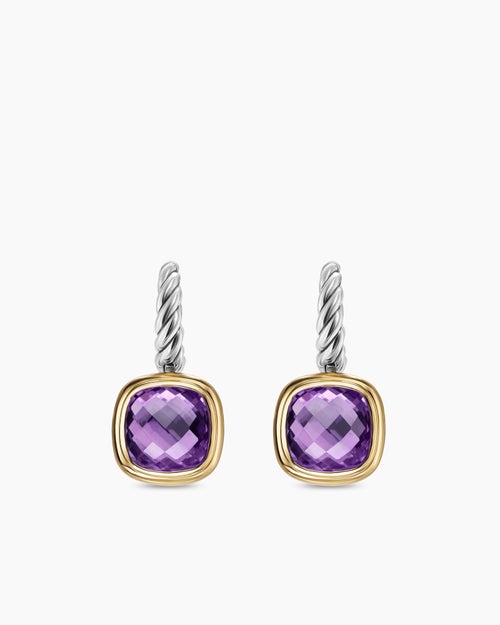 Womens Albion® Drop Earrings in Sterling Silver with 18K Yellow Gold and Amethyst, 10mm