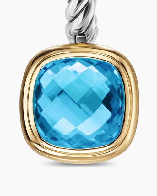 Womens Albion® Drop Earrings in Sterling Silver with 18K Yellow Gold and Blue Topaz, 10mm