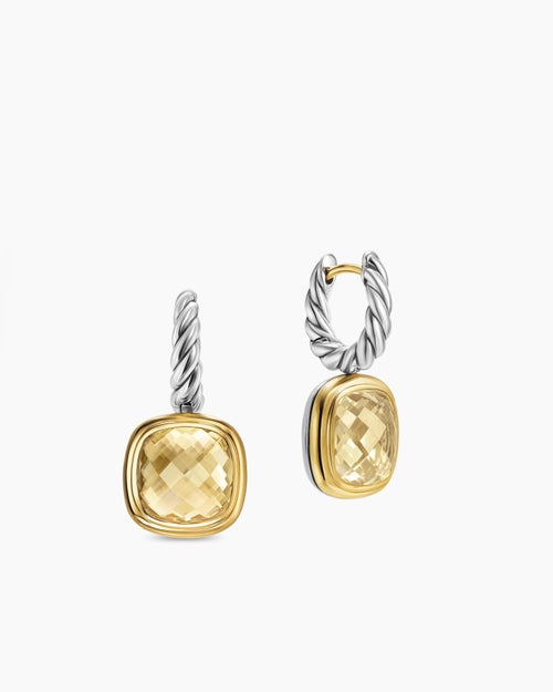 Womens Albion® Drop Earrings in Sterling Silver with 18K Yellow Gold and Champagne Citrine, 10mm