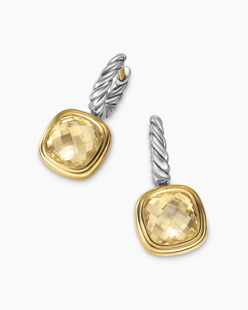 Womens Albion® Drop Earrings in Sterling Silver with 18K Yellow Gold and Champagne Citrine, 10mm