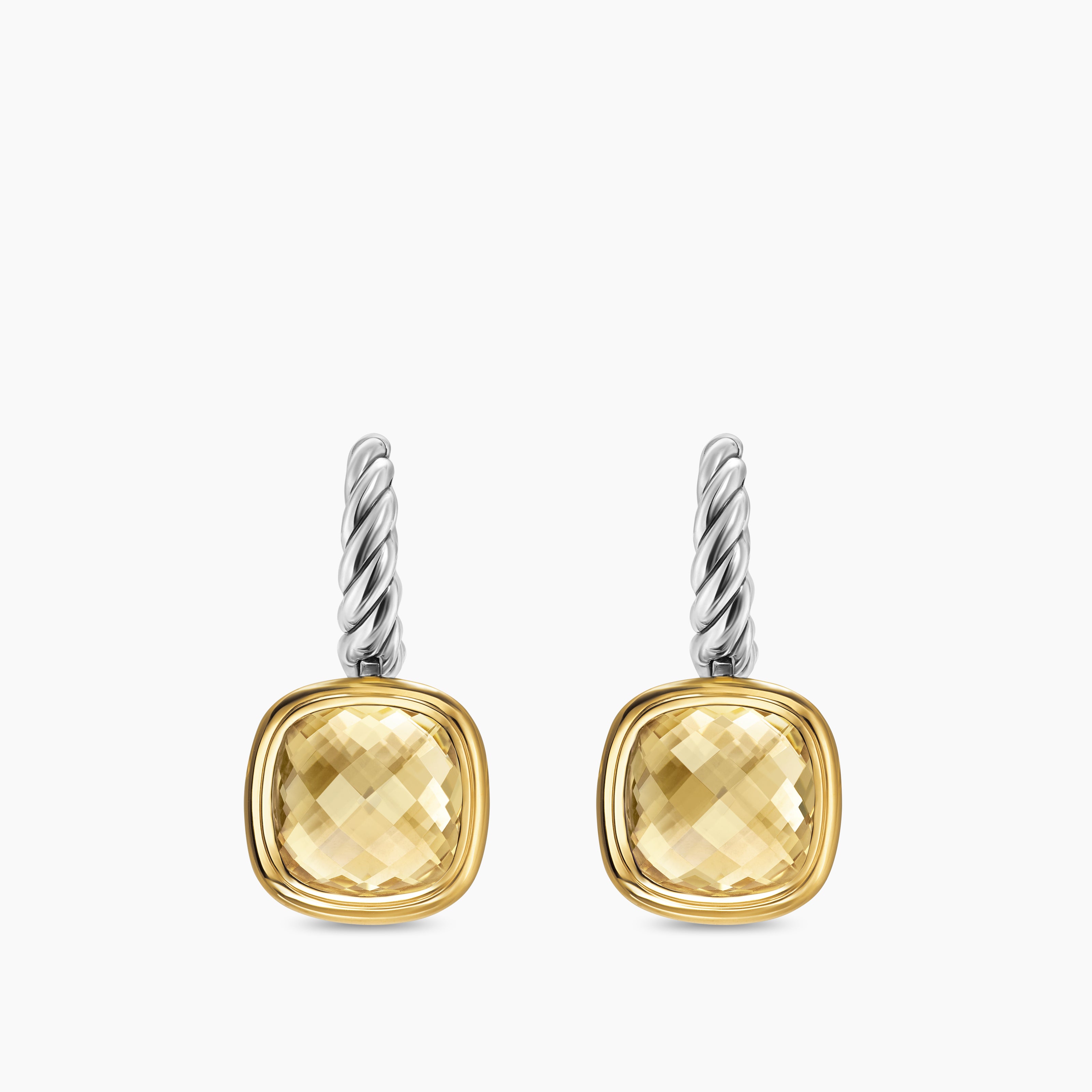 Womens Albion&reg; Drop Earrings in Sterling Silver with 18K Yellow Gold and Champagne Citrine, 10mm