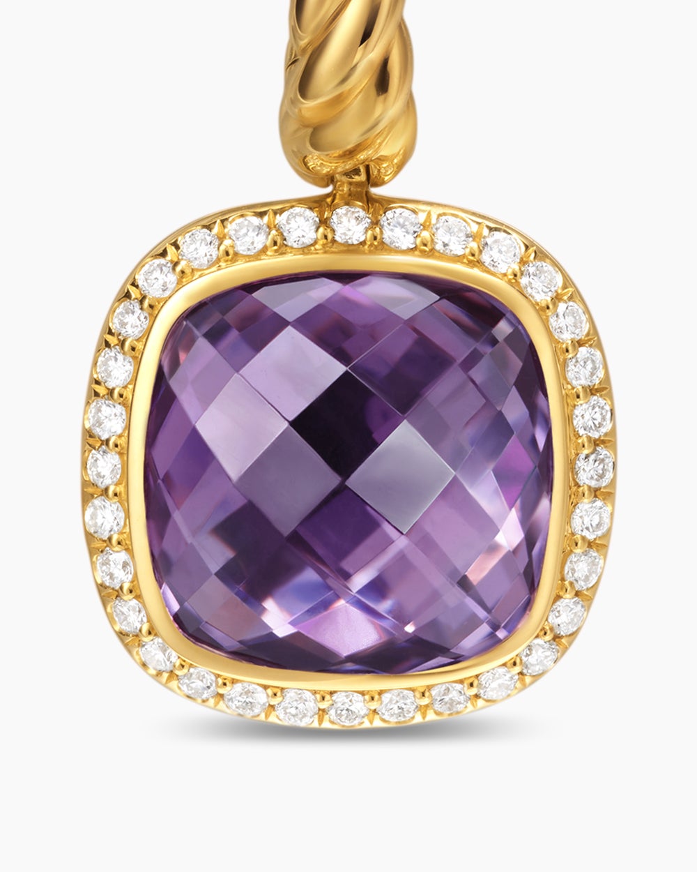 Womens Albion® Drop Earrings in 18K Yellow Gold with Amethyst and Diamonds, 10mm