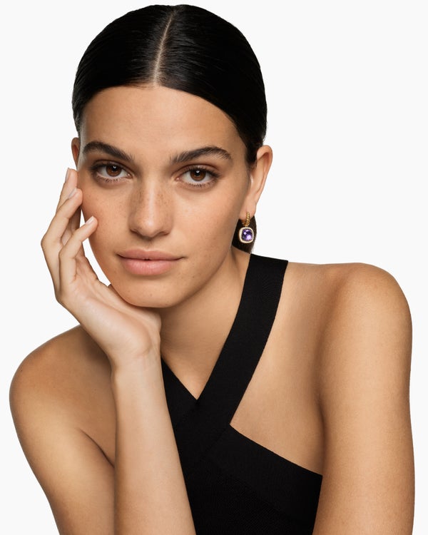 Albion® Drop Earrings in 18K Yellow Gold with Amethyst and Diamonds, 10mm