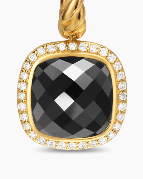 Womens Albion® Drop Earrings in 18K Yellow Gold with Black Onyx and Diamonds, 10mm