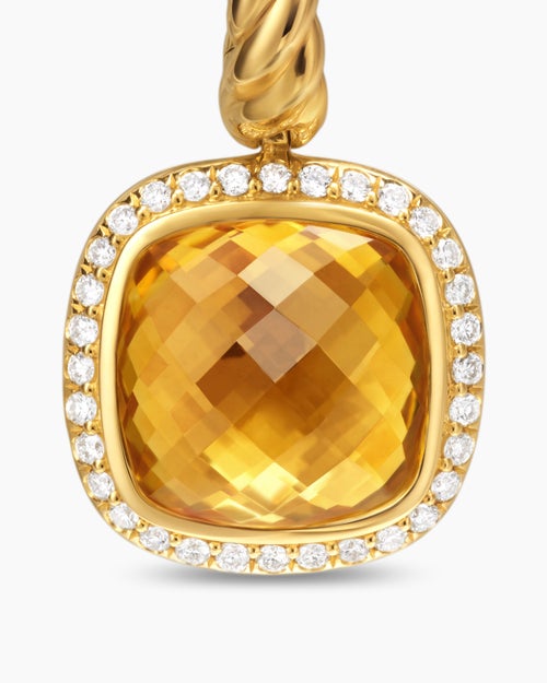 Womens Albion® Drop Earrings in 18K Yellow Gold with Citrine and Diamonds, 10mm