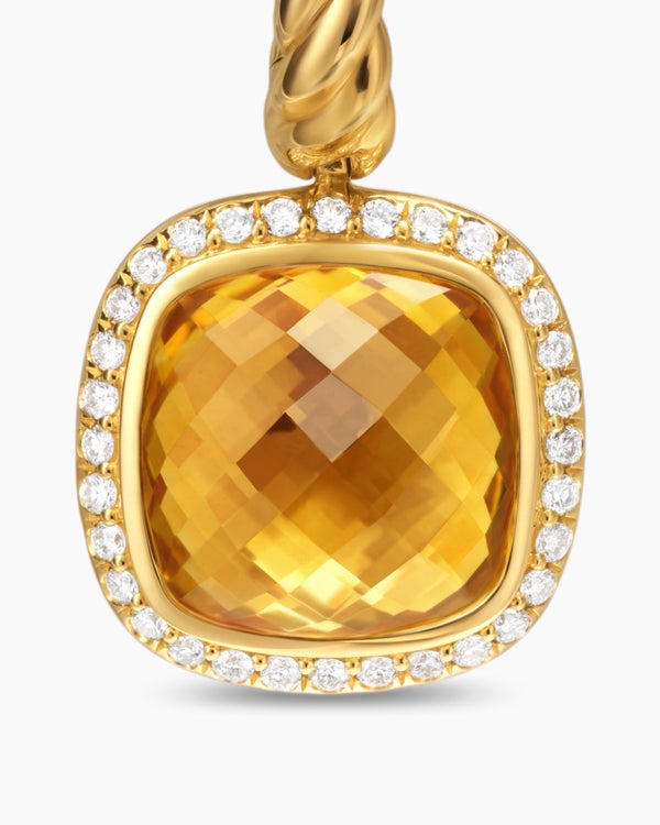Albion® Drop Earrings in 18K Yellow Gold with Citrine and Diamonds, 10mm