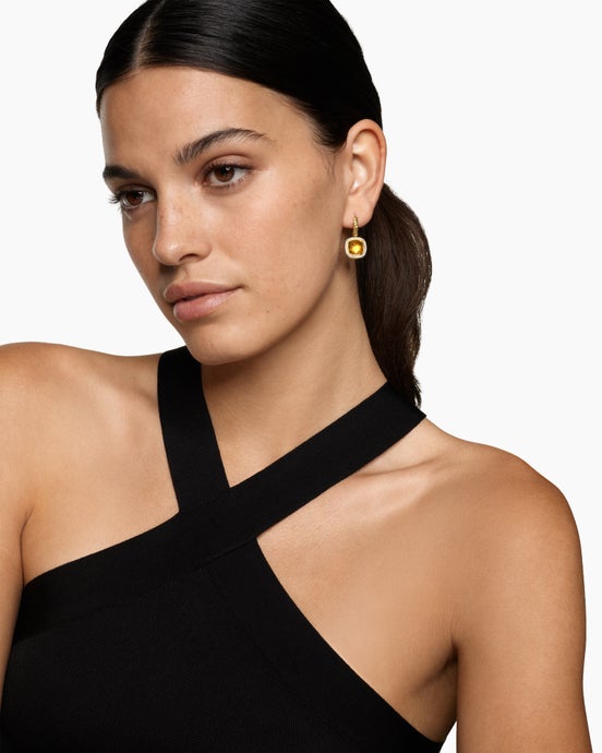 Albion® Drop Earrings in 18K Yellow Gold with Citrine and Diamonds, 10mm