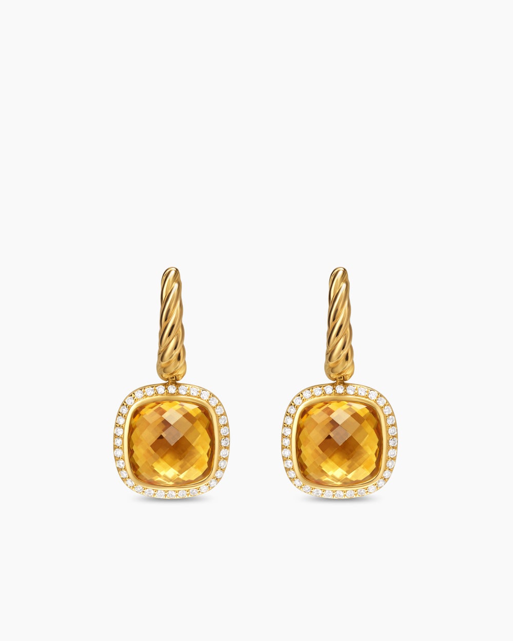 Womens Albion® Drop Earrings in 18K Yellow Gold with Citrine and Diamonds, 10mm