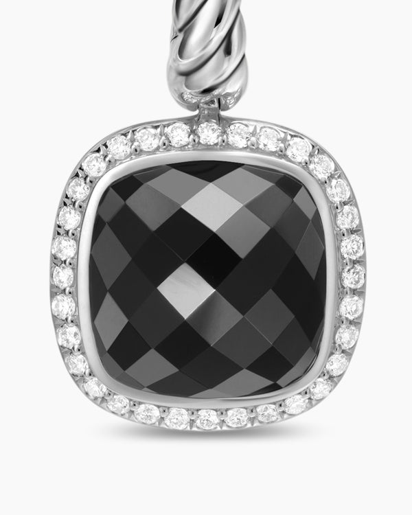 Albion® Drop Earrings in Sterling Silver with Black Onyx and Diamonds, 10mm