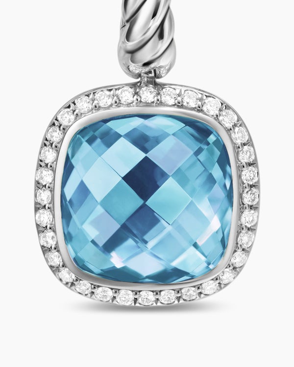 Albion® Drop Earrings in Sterling Silver with Blue Topaz and Diamonds, 10mm