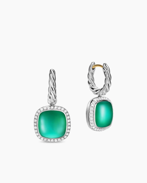 Womens Albion® Drop Earrings in Sterling Silver with Lagoon Orchid and Diamonds, 10mm