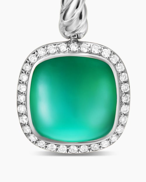 Womens Albion® Drop Earrings in Sterling Silver with Lagoon Orchid and Diamonds, 10mm