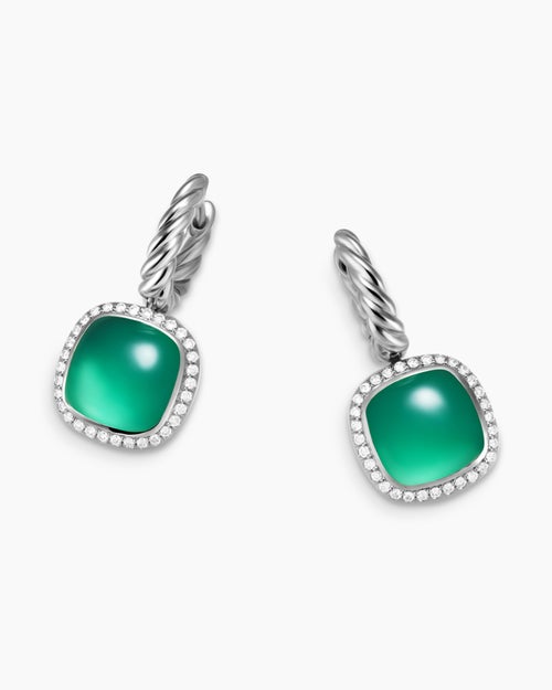 Womens Albion® Drop Earrings in Sterling Silver with Lagoon Orchid and Diamonds, 10mm