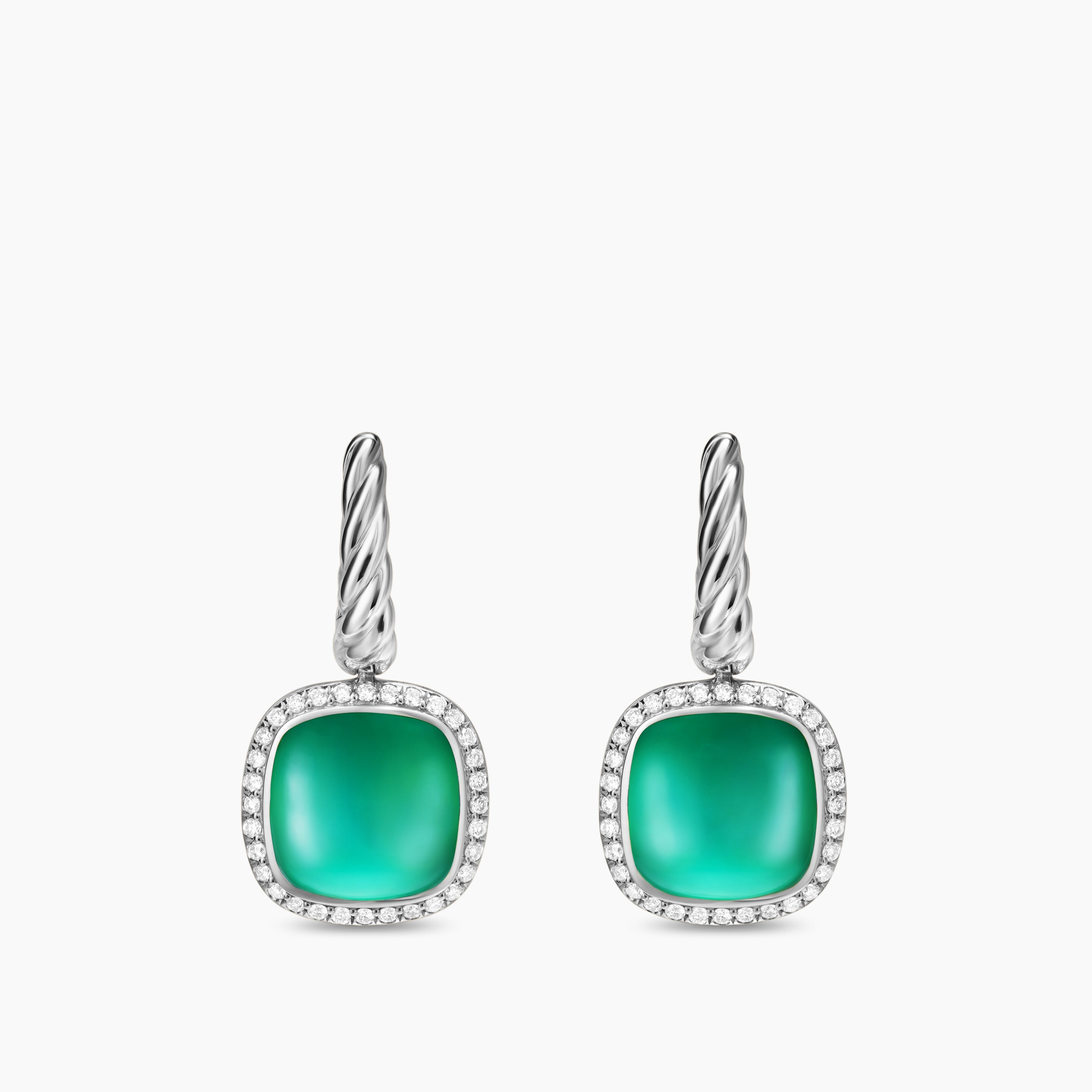 Womens Albion&reg; Drop Earrings in Sterling Silver with Lagoon Orchid and Diamonds, 10mm