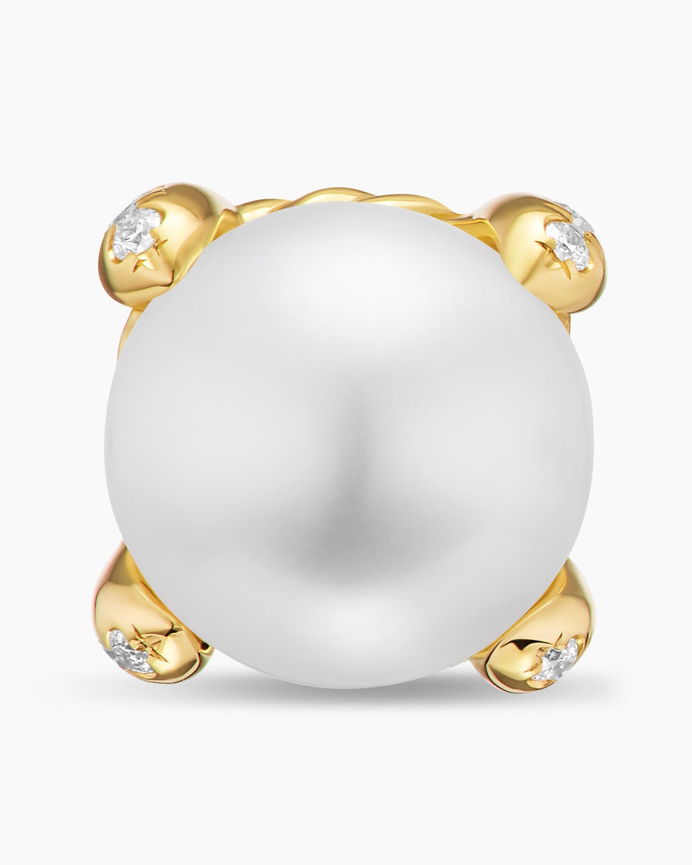Womens Pearl Classics Stud Earrings in 18K Yellow Gold and Diamonds, 6.6mm