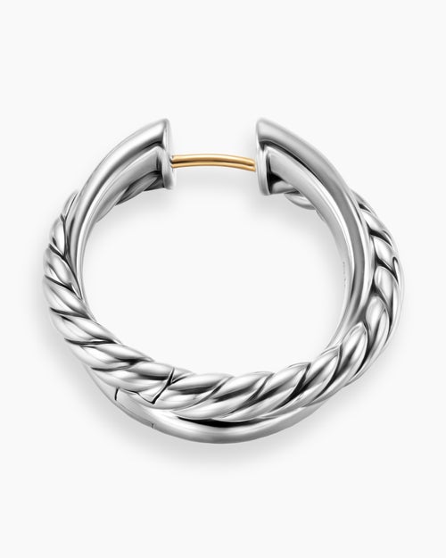 Womens Crossover Hoop Earrings in Sterling Silver, 22.3mm