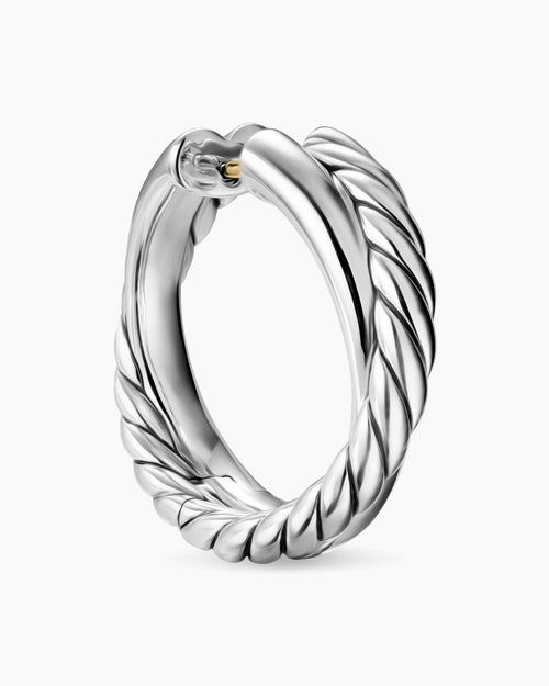 Womens Crossover Hoop Earrings in Sterling Silver, 22.3mm