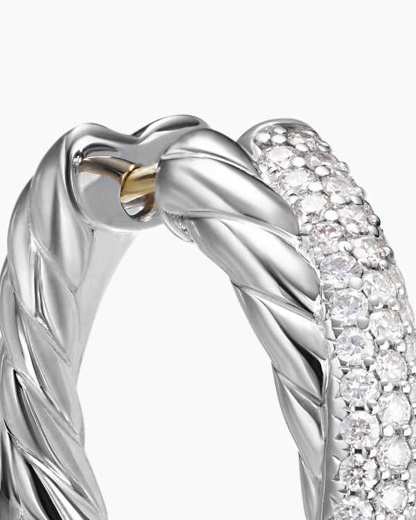 Crossover Hoop Earrings in Sterling Silver with Diamonds, 22.3mm