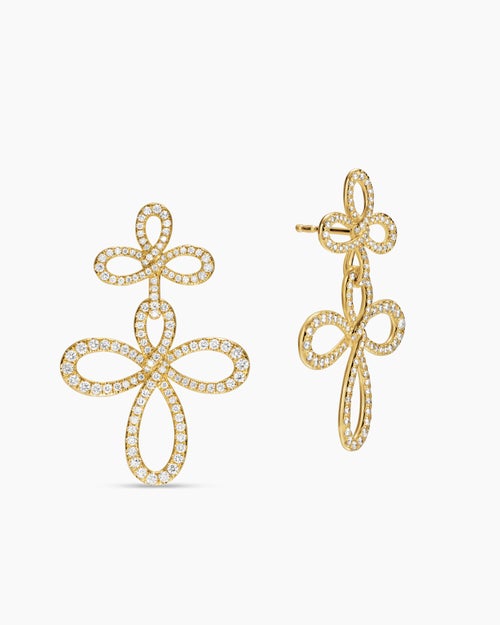 Womens Wisteria® Drop Earrings in 18K Yellow Gold with Diamonds, 37.8mm