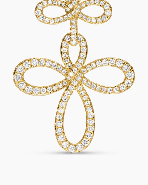 Womens Wisteria® Drop Earrings in 18K Yellow Gold with Diamonds, 37.8mm