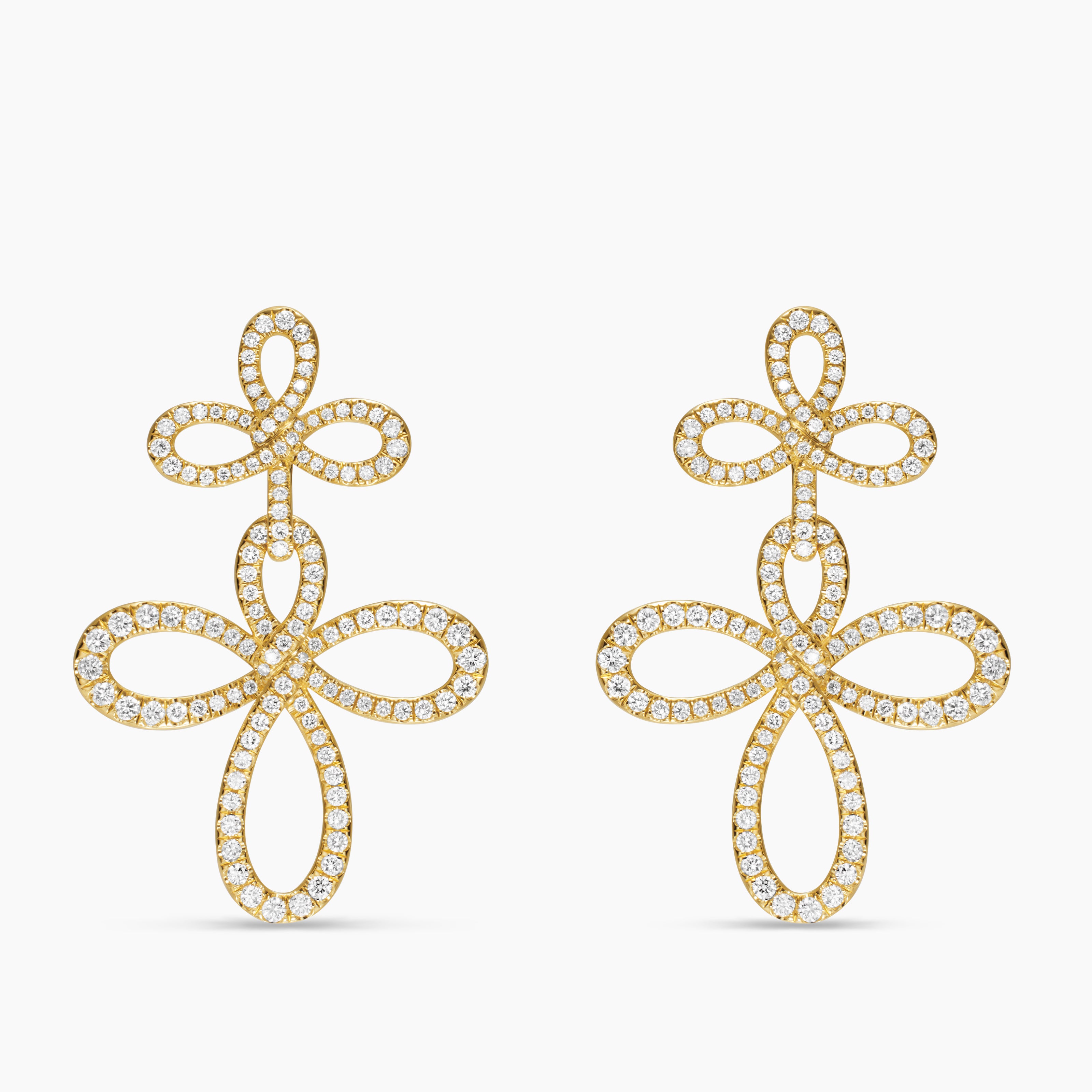 Womens Wisteria&reg; Drop Earrings in 18K Yellow Gold with Diamonds, 37.8mm