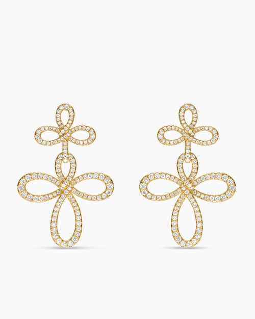 Womens Wisteria® Drop Earrings in 18K Yellow Gold with Diamonds, 37.8mm