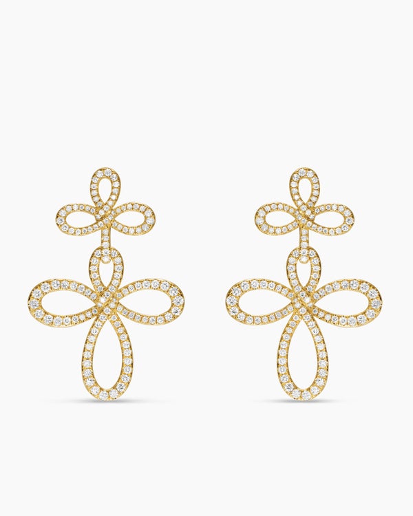 Wisteria® Drop Earrings in 18K Yellow Gold with Diamonds, 37.8mm