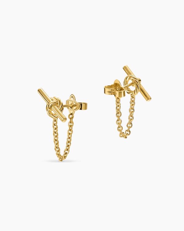 Clous d’oreilles à petite chaîne avec fermoir en T DY Mercer® en or jaune 18 carats, 38,2 mm