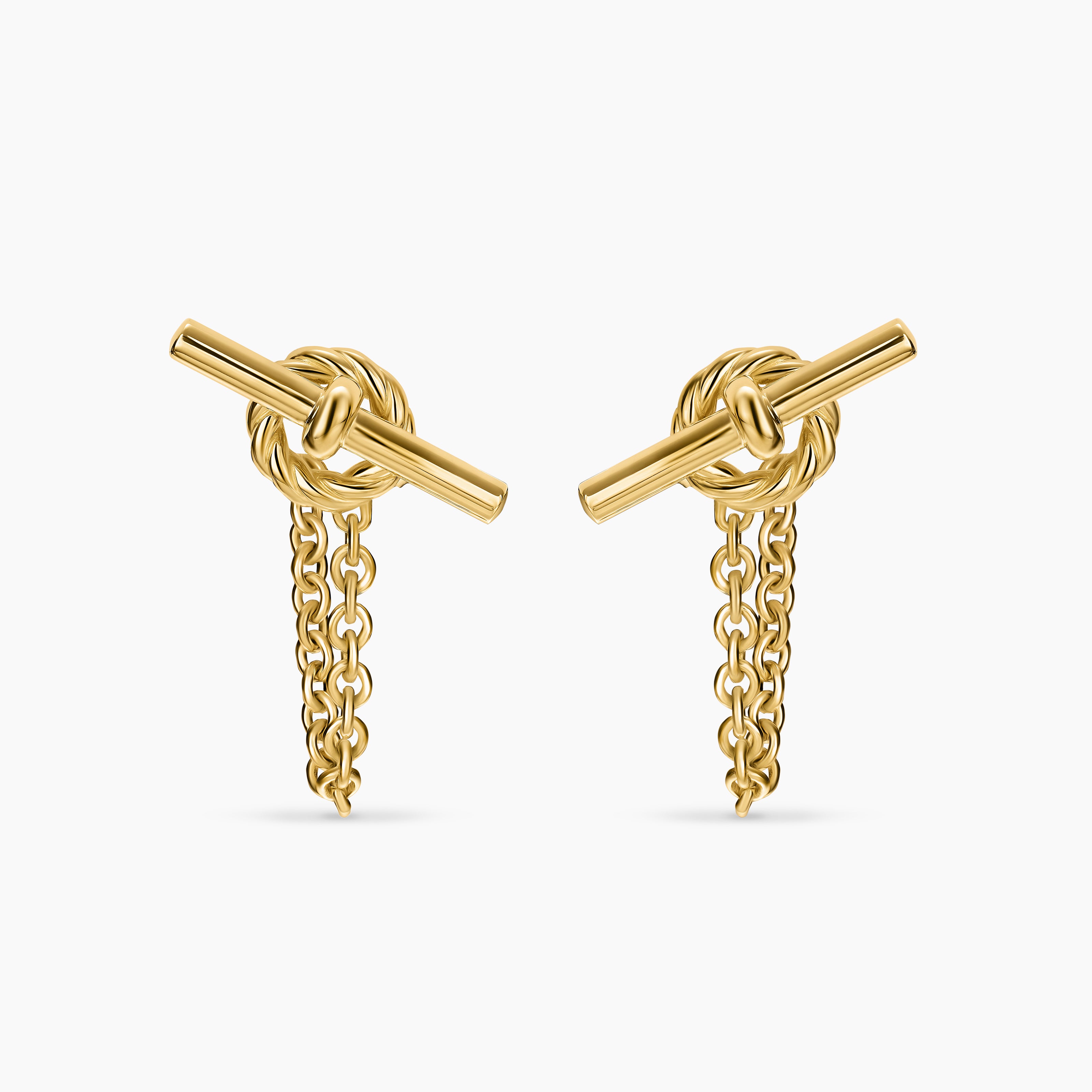Womens DY Mercer&reg; Petite Toggle Chain Stud Earrings in 18K Yellow Gold, 38.2mm