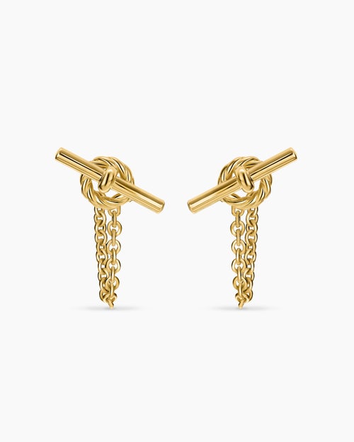 Womens DY Mercer® Petite Toggle Chain Stud Earrings in 18K Yellow Gold, 38.2mm