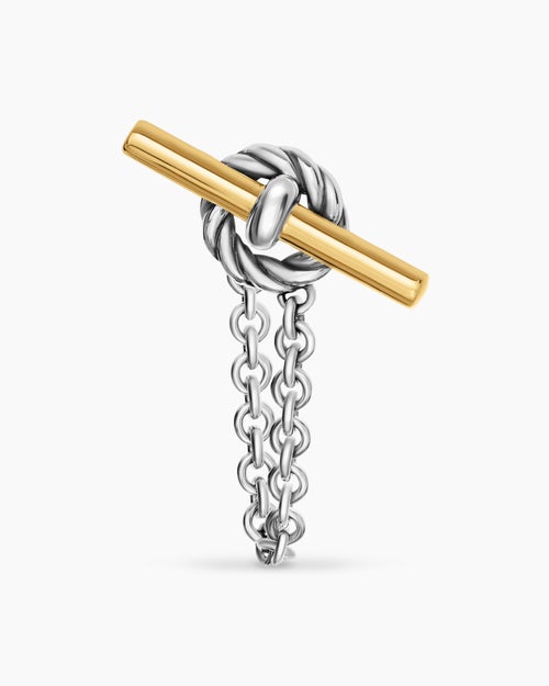 Womens DY Mercer® Petite Toggle Chain Stud Earrings in Sterling Silver with 18K Yellow Gold, 38.2mm