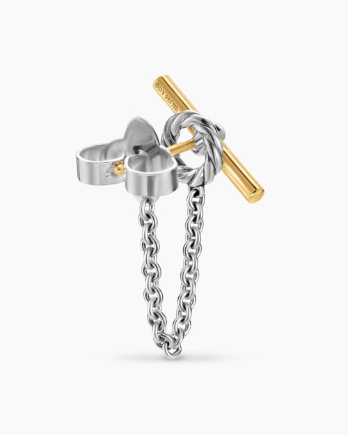 Womens DY Mercer® Petite Toggle Chain Stud Earrings in Sterling Silver with 18K Yellow Gold, 38.2mm