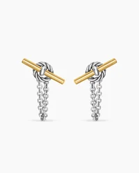 DY Mercer® Petite Toggle Chain Stud Earrings in Sterling Silver with 18K Yellow Gold, 38.2mm